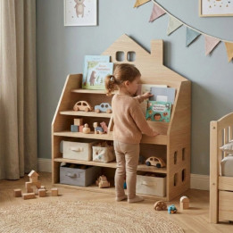 Estantería libreria Infantil de Madera con Almacenaje | Estilo Montessori