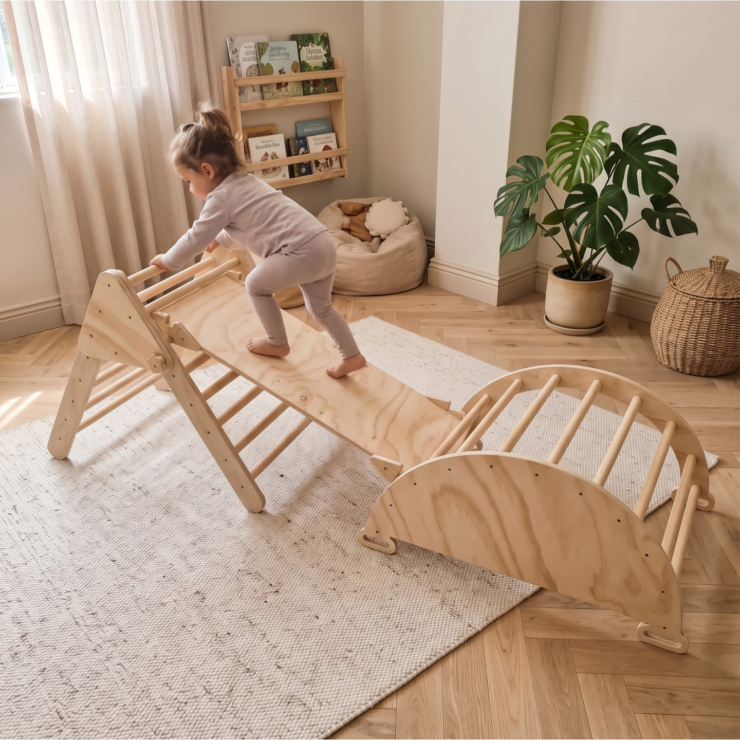 Gimnasio 3 en 1 Montessori  infantil madera