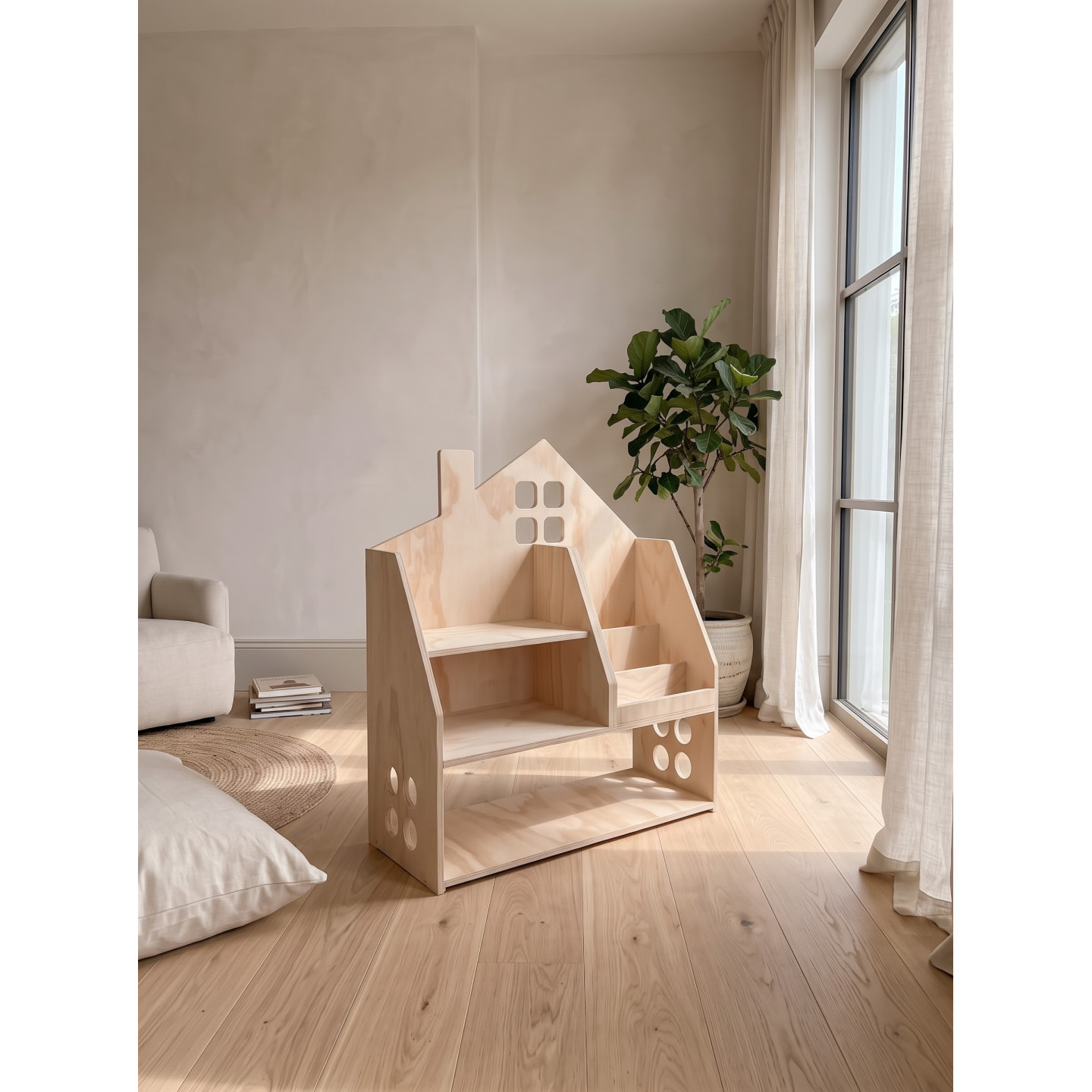 Estantería y Librería Montessori de Madera | Organizador Cuentos y Juguetes