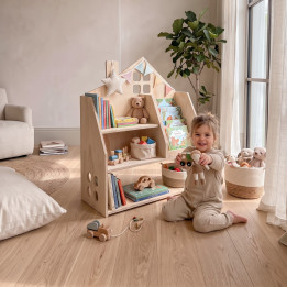 Estantería y Librería Montessori de Madera | Organizador Cuentos y Juguetes