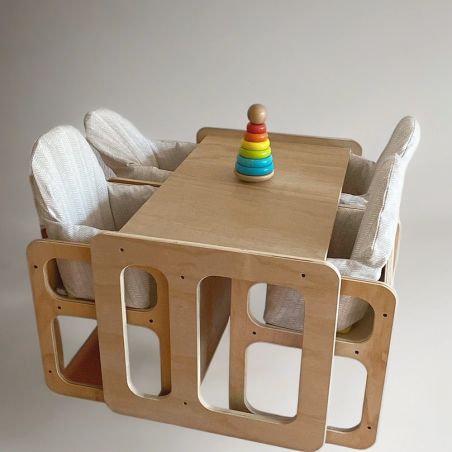 Kit Mesa y Sillas de Madera para Guardería | Mueble infantil Montessori