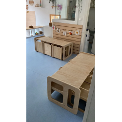 Kit Mesa y Sillas de Madera para Guardería | Mueble infantil Montessori