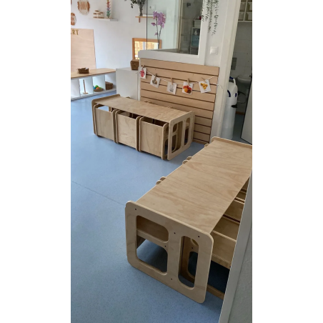 Kit Mesa y Sillas de Madera para Guardería | Mueble infantil Montessori
