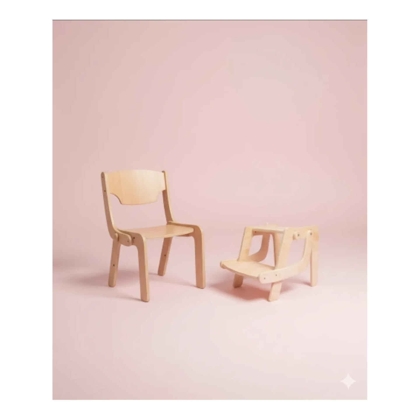 Silla de madera / taburete 2 en 1 convertible infantil Montessori