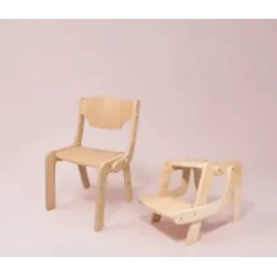 Silla y Taburete 2 en 1 Convertible Montessori | Madera Natural Infantil