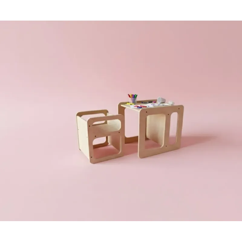 Kit mesa y silla infantil de madera Montessori