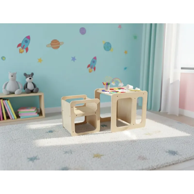 Kit mesa y silla infantil de madera Montessori