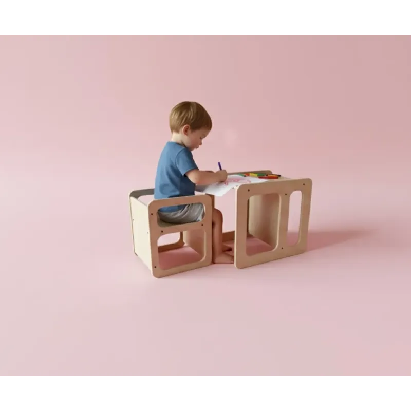 Kit mesa y silla infantil de madera Montessori