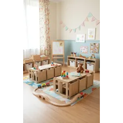 Kit Mesa y Sillas de Madera para Guardería | Mueble infantil Montessori
