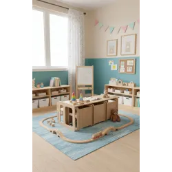 Kit Mesa y Sillas de Madera para Guardería | Mueble infantil Montessori