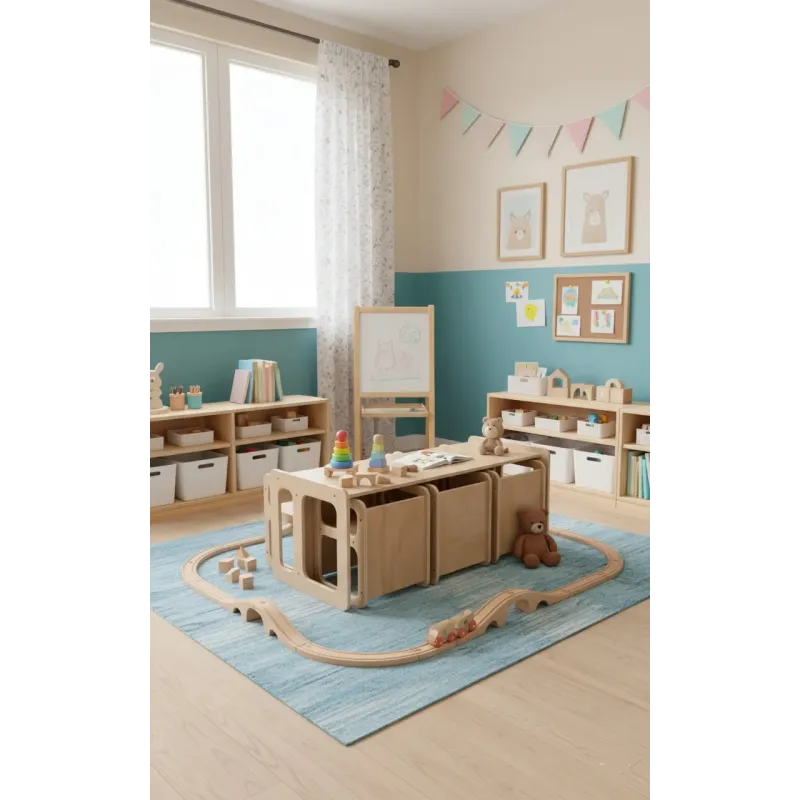 Kit Mesa y Sillas de Madera para Guardería | Mueble infantil Montessori