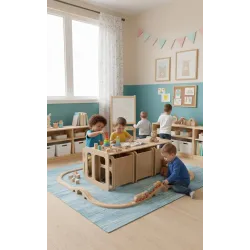 Kit Mesa y Sillas de Madera para Guardería | Mueble infantil Montessori