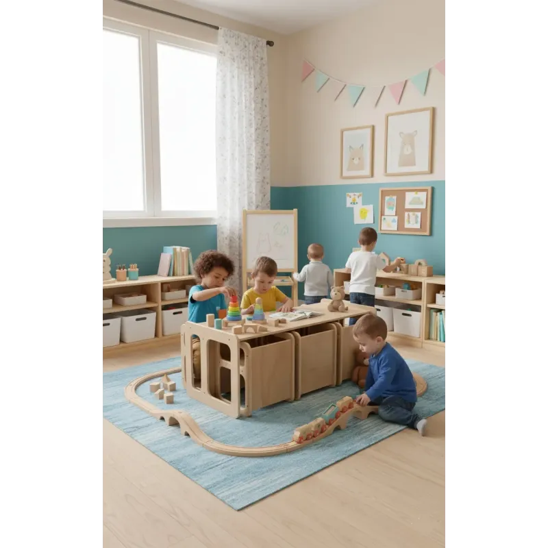 Kit Mesa y Sillas de Madera para Guardería | Mueble infantil Montessori
