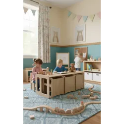Kit Mesa y Sillas de Madera para Guardería | Mueble infantil Montessori