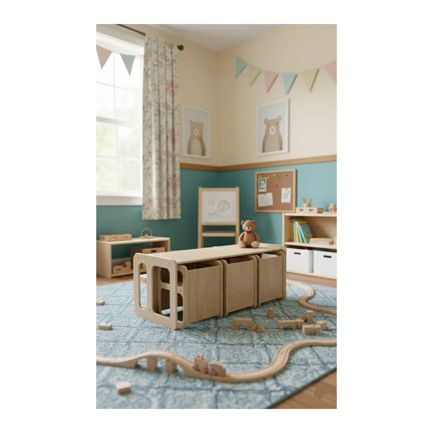 Kit Mesa y Sillas de Madera para Guardería | Mueble infantil Montessori