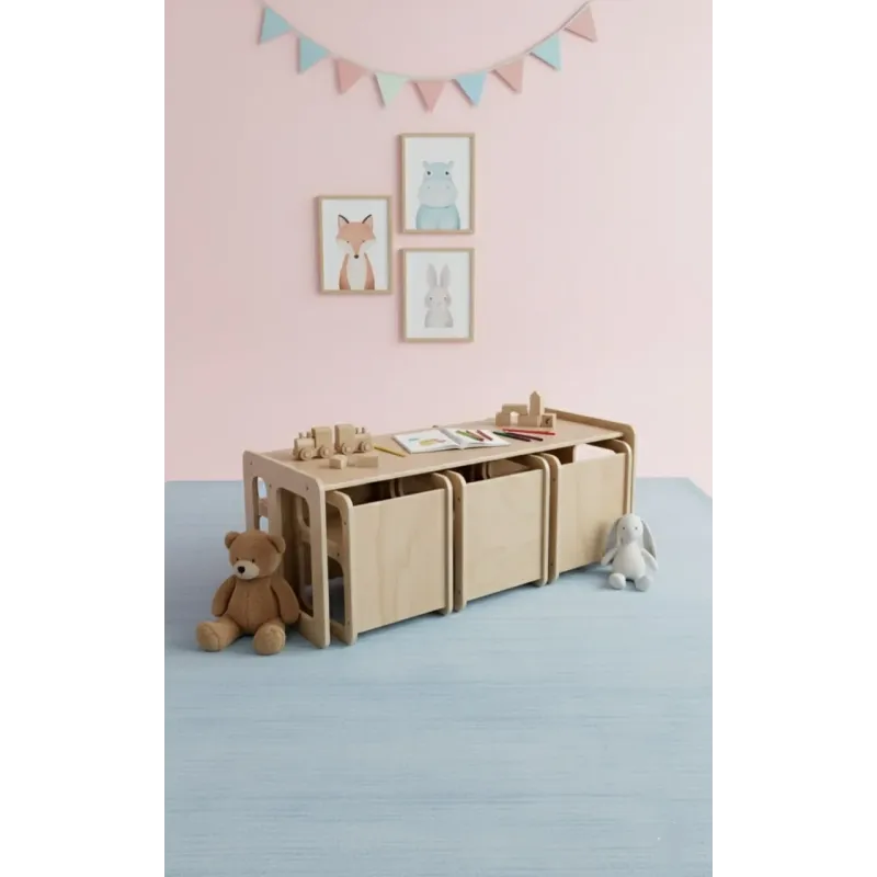Kit Mesa y Sillas de Madera para Guardería | Mueble infantil Montessori