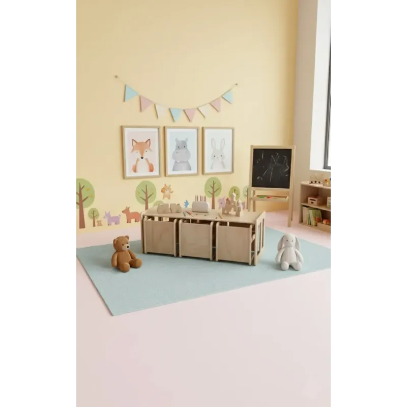 Kit Mesa y Sillas de Madera para Guardería | Mueble infantil Montessori