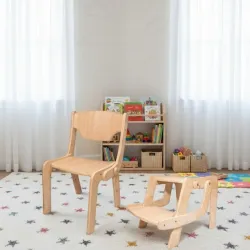 Silla y Taburete 2 en 1 Convertible Montessori | Madera Natural Infantil