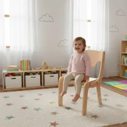 Silla y Taburete 2 en 1 Convertible Montessori | Madera Natural Infantil