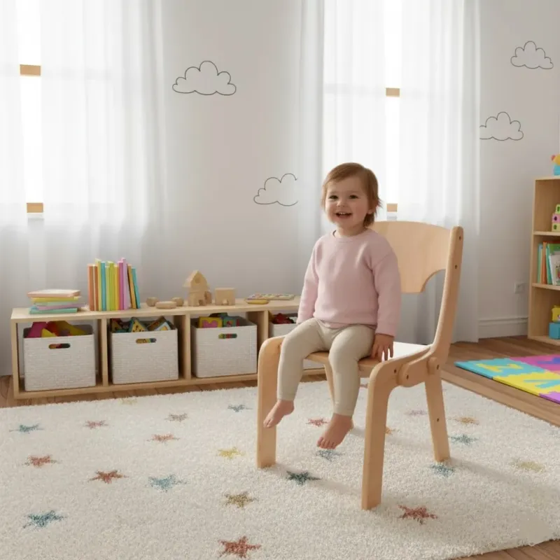 Silla de madera / taburete 2 en 1 convertible infantil Montessori
