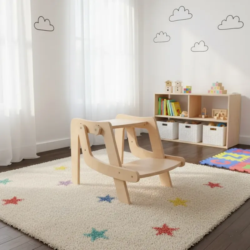 Silla de madera / taburete 2 en 1 convertible infantil Montessori
