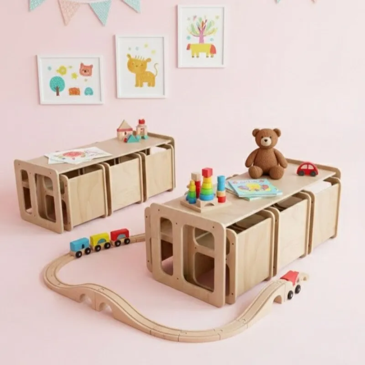 Kit Mesa y Sillas de Madera para Guardería | Mueble infantil Montessori
