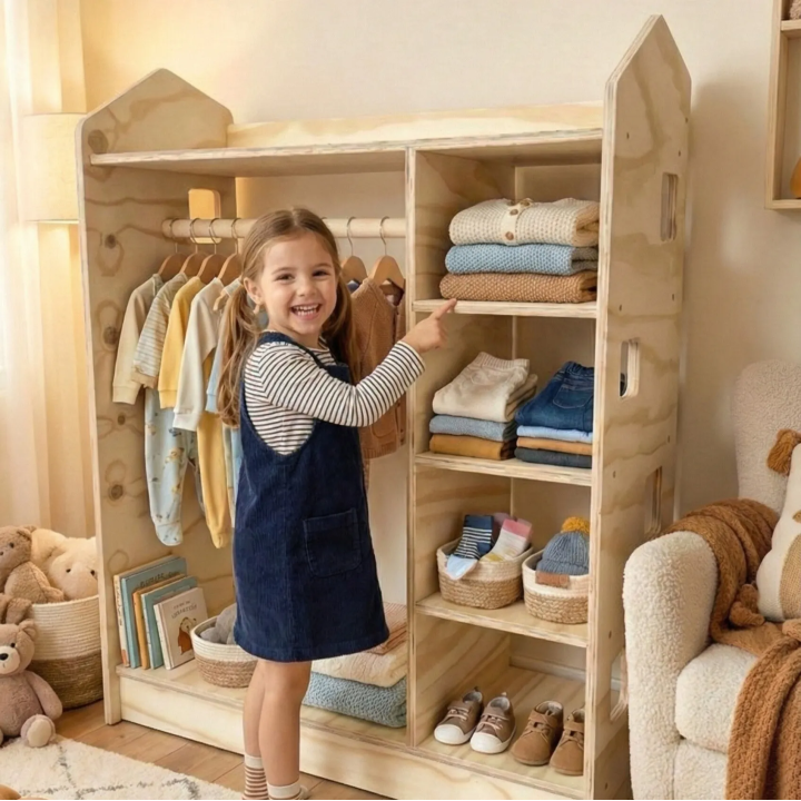 Armario Abierto Montessori de Madera para Niños