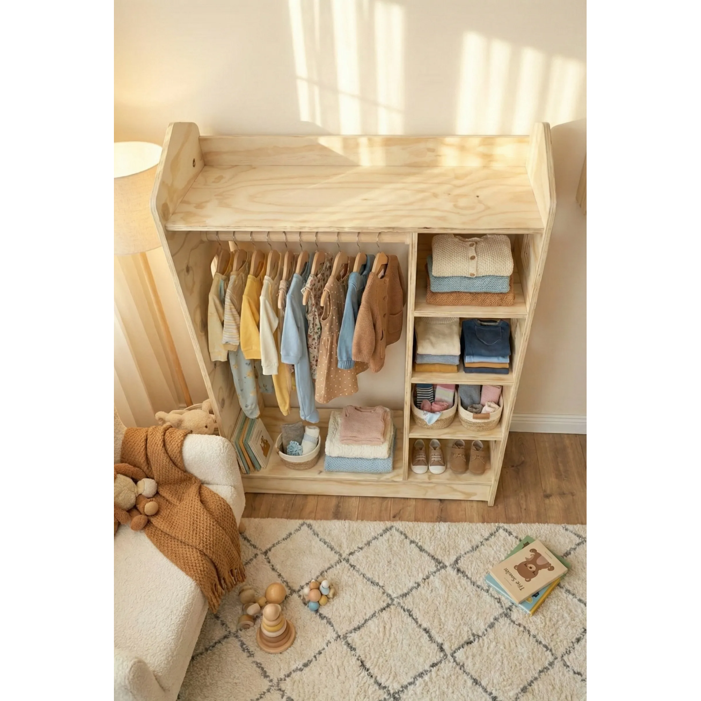 Armario Abierto Montessori de Madera para Niños