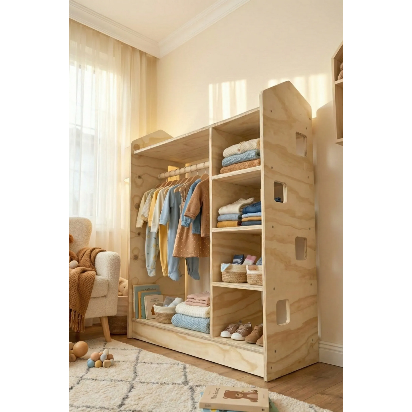 Armario Abierto Montessori de Madera para Niños