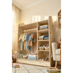 Armario vestidor montessori de madera para niños