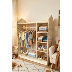 Armario vestidor montessori de madera para niños