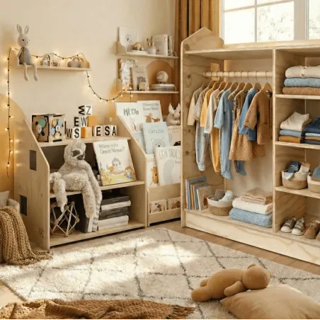 Conjunto armario Crece Conmigo+ Kit Montessori Librería + Estantería