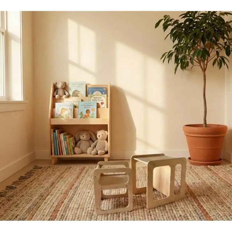 Conjunto mesa y silla montessori + torre aprendizaje 3 alturas