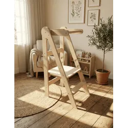 Conjunto mesa y silla montessori + torre aprendizaje 3 alturas