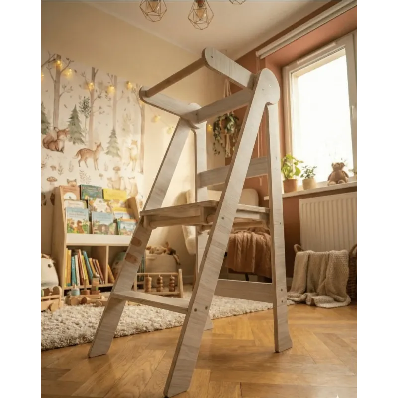 Torre de Aprendizaje Plegable y Regulable de madera natural