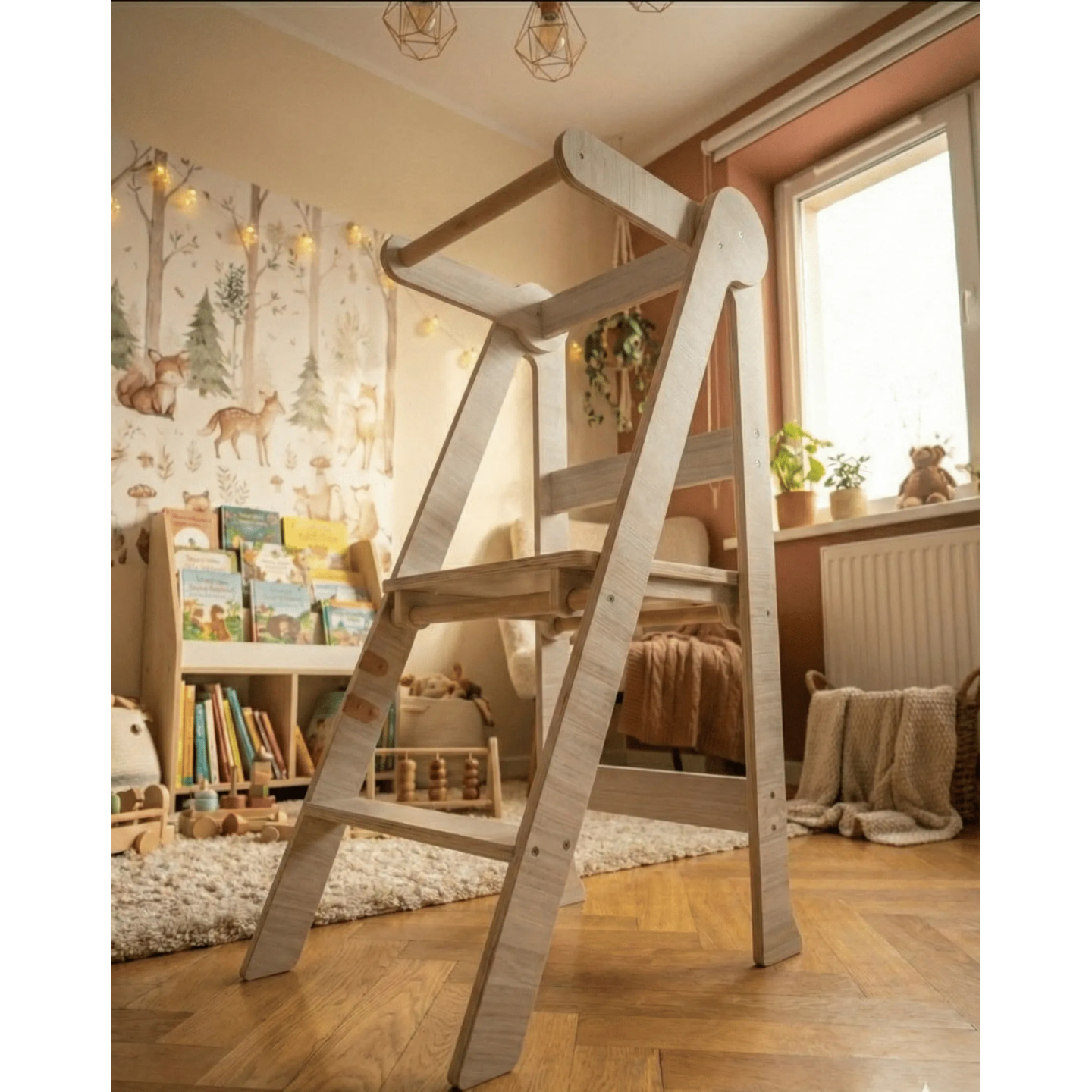 Torre Montessori Plegable de Madera (Ajustable 3 Alturas)