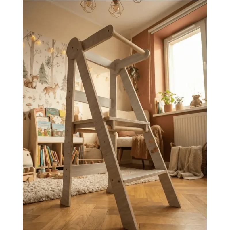 Torre de Aprendizaje Plegable y Regulable de madera natural