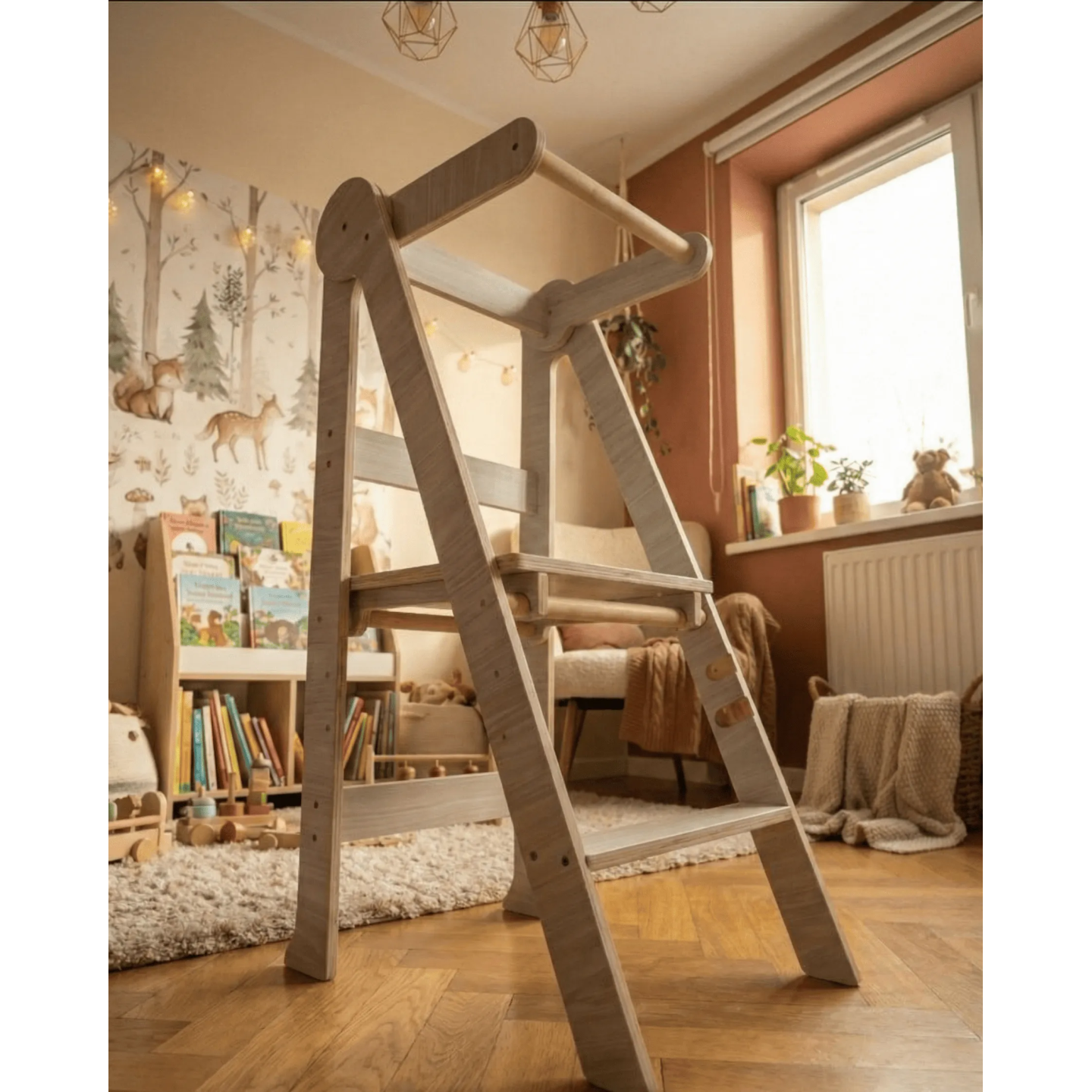 Torre Montessori Plegable de Madera (Ajustable 3 Alturas)