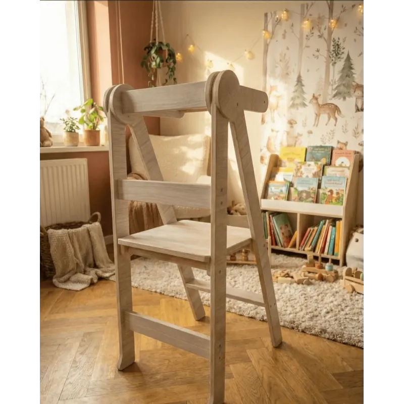 Torre de Aprendizaje Plegable y Regulable de madera natural