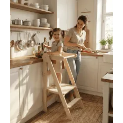 Torre Montessori Plegable de Madera (Ajustable 3 Alturas)