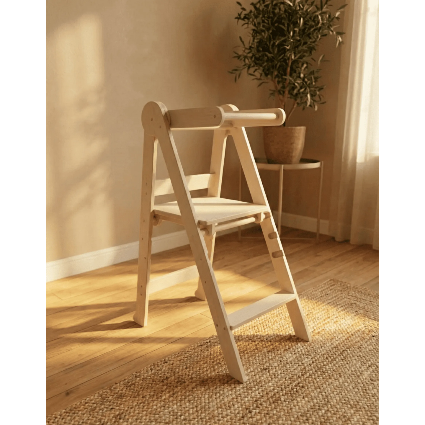 Torre Montessori Plegable de Madera (Ajustable 3 Alturas)