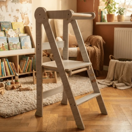 Torre Montessori Plegable de Madera (Ajustable 3 Alturas)