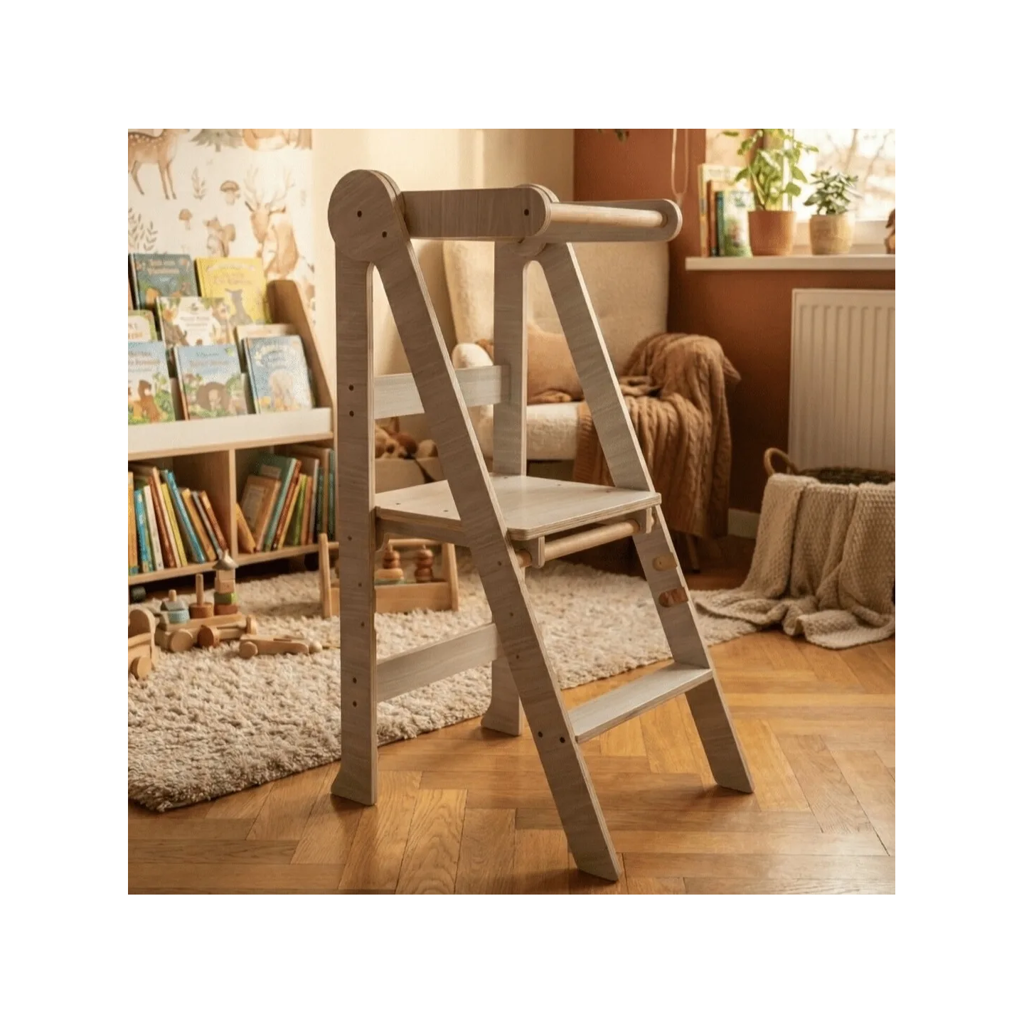 Torre Montessori Plegable de Madera (Ajustable 3 Alturas)