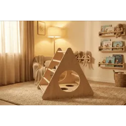 Kit Escalada Montessori: Cubo triángulo, Balancín y Rampa | Madera