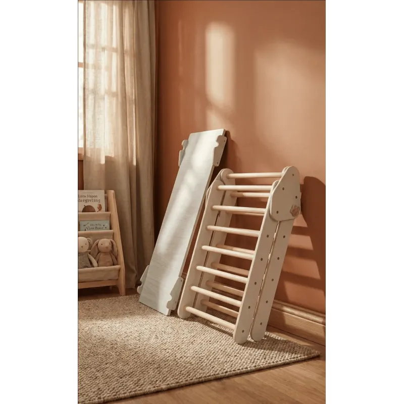 Triángulo de Escalada con Rampa Reversible: Diversión y Motricidad en Madera