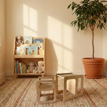 Kit mesa y silla infantil de madera Montessori