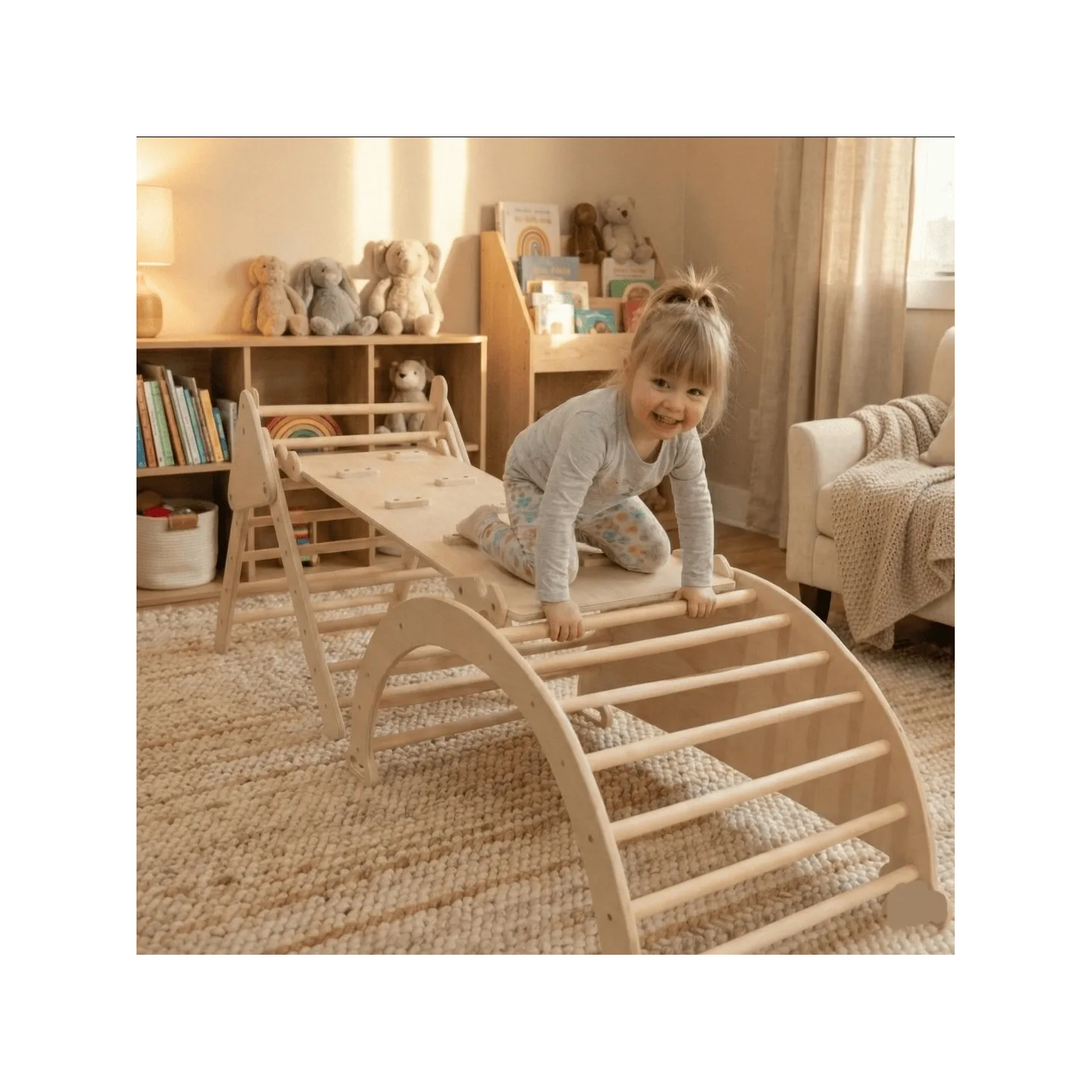 Gimnasio 3 en 1 Montessori  infantil madera