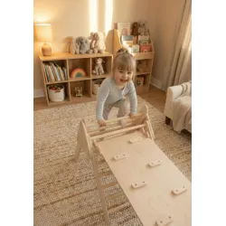 Kit Pikler 3 en 1 de Madera: Triángulo, Balancin y Rampa de Escalada