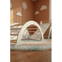 Kit Pikler 3 en 1 de Madera: Triángulo, Balancin y Rampa de Escalada