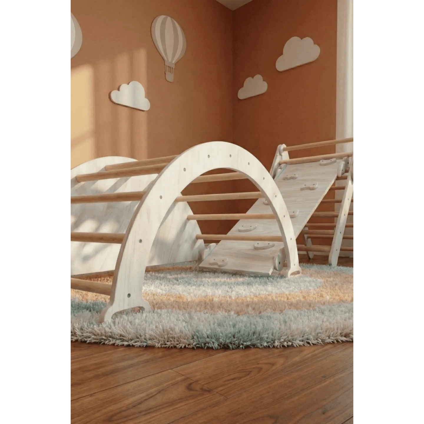 Gimnasio 3 en 1 Montessori  infantil madera